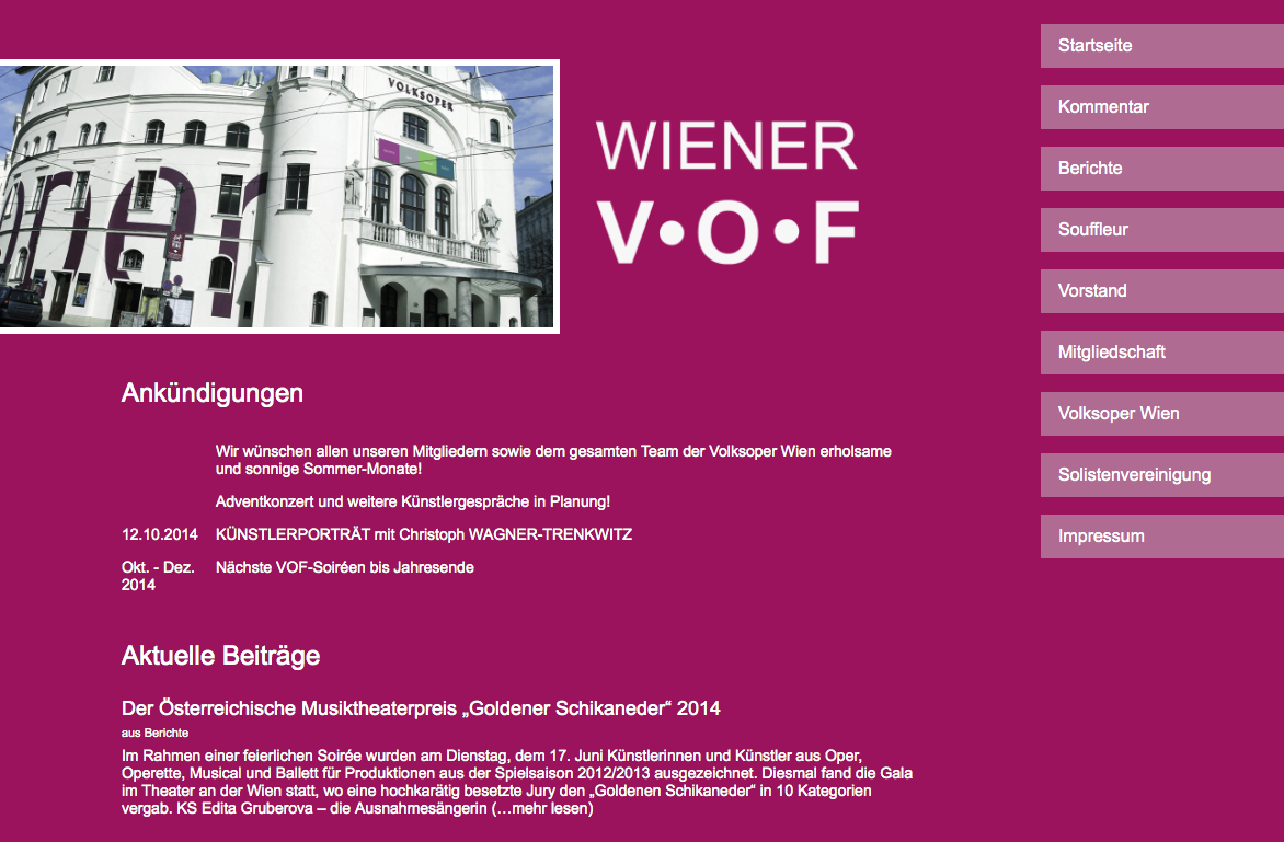 Screenshot der VOF-Website