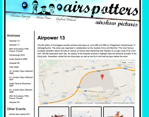 Screenshot der Website www.airspotters.at